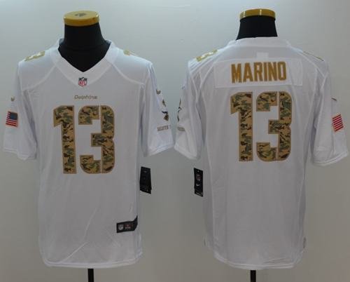 Nike Miami Dolphins #13 Dan Marino White Men's Stitched NFL Limited Salute to Service Jersey