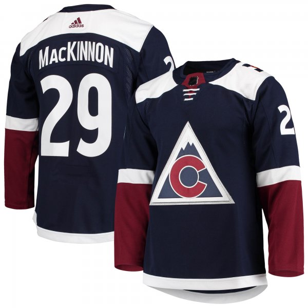 Men's Colorado Avalanche Nathan MacKinnon adidas Navy Alternate Primegreen Player Jersey