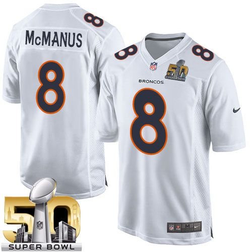 Nike Denver Broncos #8 Brandon McManus White Super Bowl 50 Men's Stitched NFL Game Event Jersey