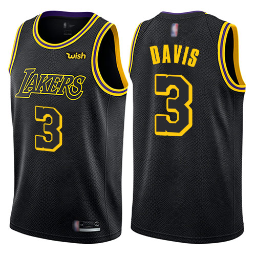 Men's Nike Los Angeles Lakers #3 Anthony Davis Black NBA Swingman City Edition Jersey