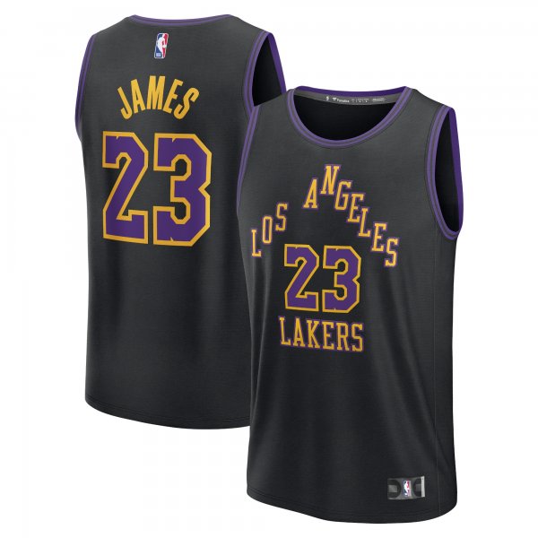 Men's Unisex Los Angeles Lakers #23 LeBron James Black 2023/34 Fast Break City Edition Jersey