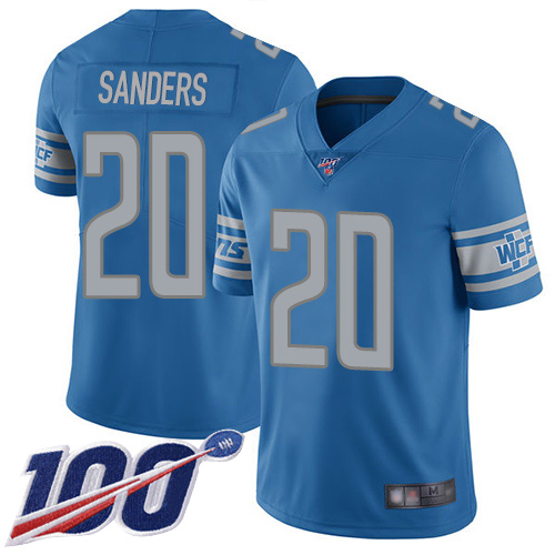 Detroit Lions #20 Barry Sanders Blue Team Color Youth Stitched NFL 100th Season Vapor Limited Jersey