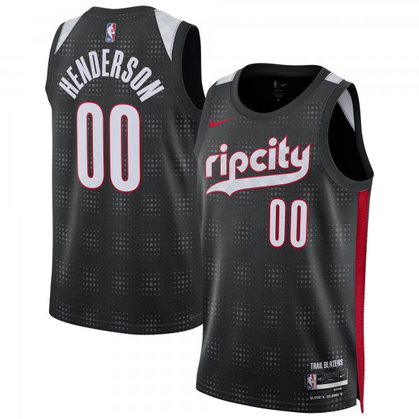 Scoot Henderson #00 Portland Trail Blazers Nike Unisex 2024/25 Swingman City Edition Black Player Jersey