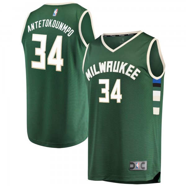 Youth Milwaukee Bucks Giannis Antetokounmpo Fanatics Hunter Green Fast Break Player Jersey - Icon Edition