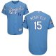 Men's Kansas City Royals #15 Whit Merrifield Majestic Light Blue Alternate Flex Base 2015 World Series Champions MLB Jersey