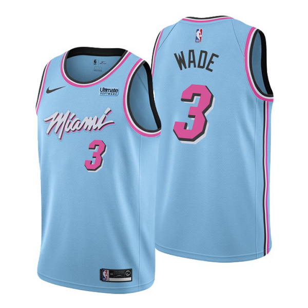 Mens's Miami Heat #3 Dwyane Wade 2019-20 City Blue Swingman NBA Jersey