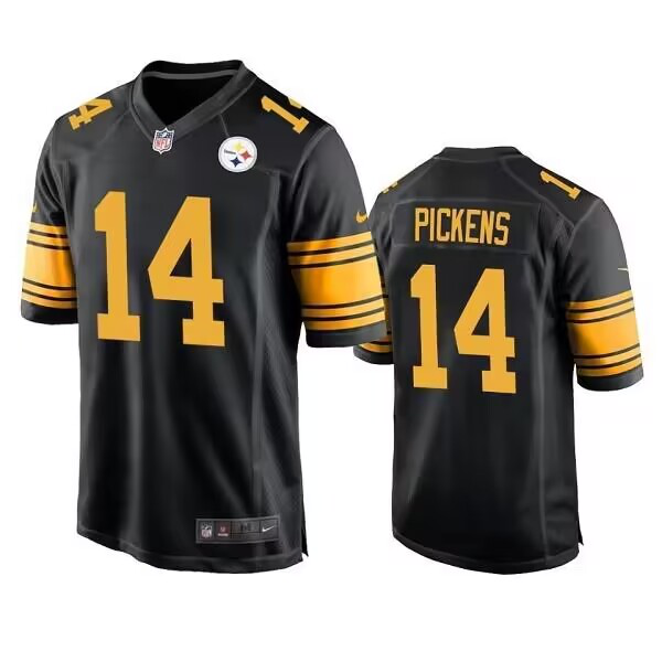 Men's Nike Pittsburgh Steelers #14 George Pickens Black 2022 NFL Draft Color Rush Limited Jersey