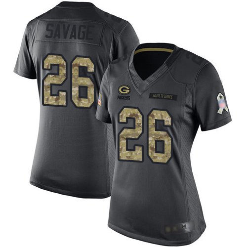 Women's Green Bay Packers #26 Darnell Savage BlackStitched NFL Limited 2016 Salute to Service Jersey