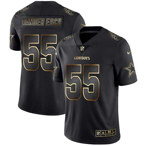 Men's Nike Dallas Cowboys #55 Leighton Vander Esch Black Gold Vapor Untouchable Limited NFL Jersey