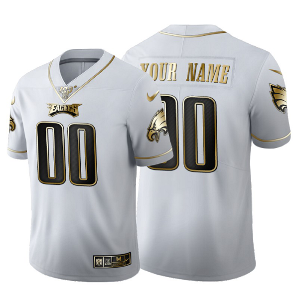 Philadelphia Eagles Custom #00 White 100th Season Vapor Limited Golden Edition Jersey