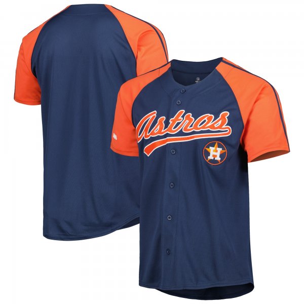 Men's Houston Astros Stitches Navy Button-Down Raglan Fashion Jersey