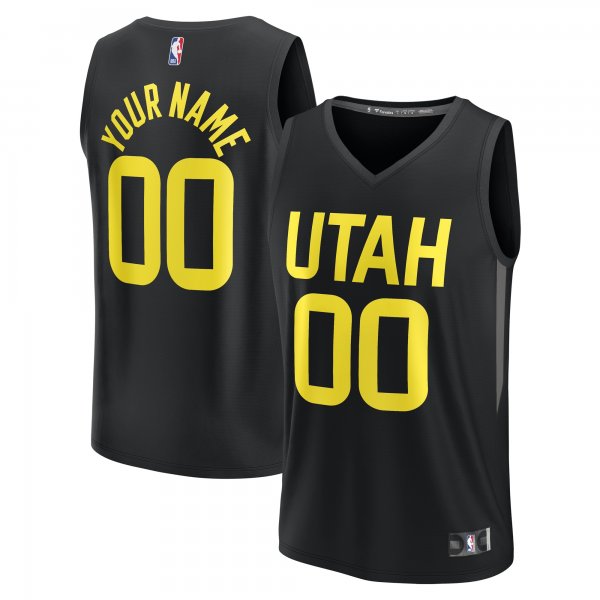 Men's Utah Jazz  Fanatics Black  Fast Break Custom Replica Jersey - Statement Edition