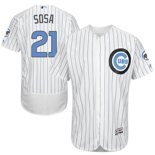 Chicago Cubs #21 Sammy Sosa White(Blue Strip) Flexbase Collection 2016 Father's Day Stitched MLB Jersey