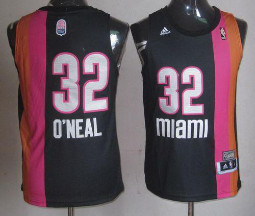 Men's Miami Heat #32 Shaquille O'Neal Black ABA Hardwood Classic Stitched NBA Jersey