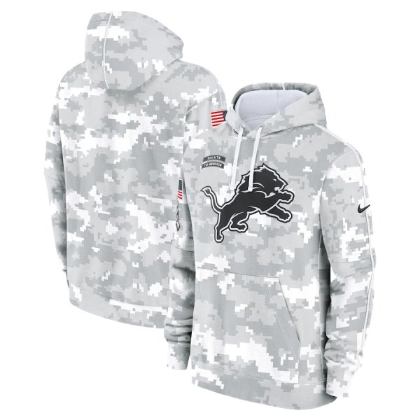 Men's Nike Arctic Camo Detroit Lions 2024 Salute To Service Club Fleece Pullover Hoodie