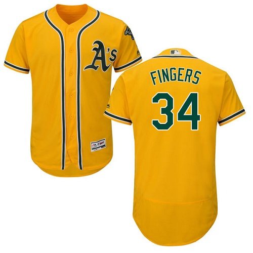 Oakland Athletics #34 Rollie Fingers Gold Flexbase Collection Stitched MLB Jersey