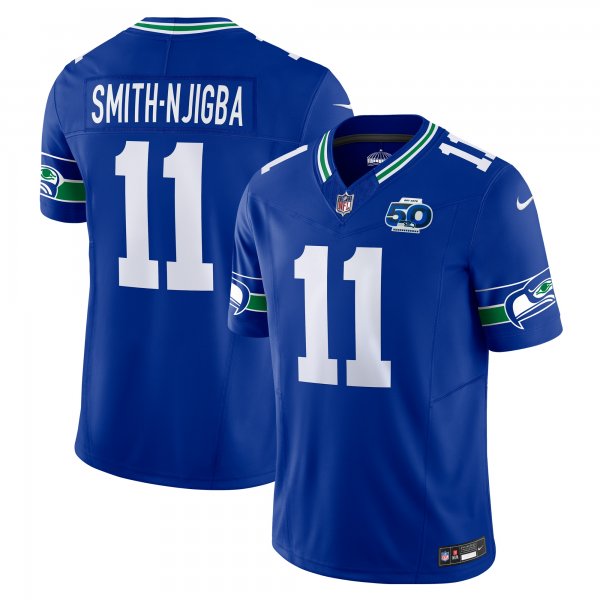 Men's Seattle Seahawks #11 Jaxon Smith-Njigba Nike Royal 50th Season Vapor F.U.S.E. Limited Jersey