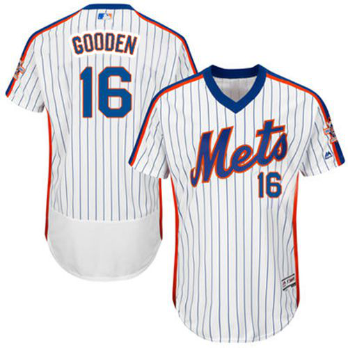 New York Mets #16 Dwight Gooden White(Blue Strip) Flexbase Collection Cooperstown Stitched MLB Jersey