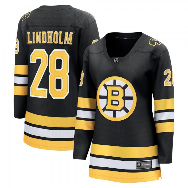 Women's Boston Bruins #28 Elias Lindholm Black Home Breakaway Player Jersey