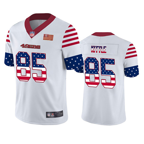 San Francisco 49ers #85 George Kittle White Men's Stitched NFL Limited Independence Day Jersey