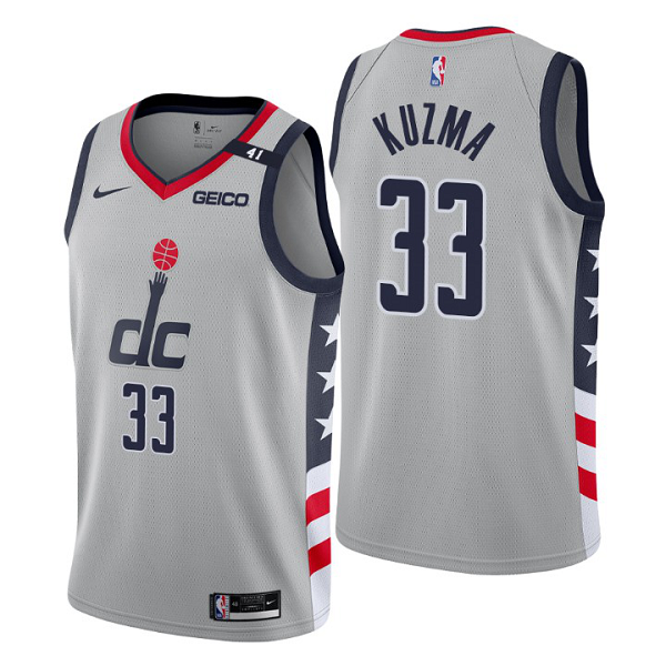 Men's Washington Wizards #33 Kyle Kuzma Gray 2020-21 City Edition NBA Jersey