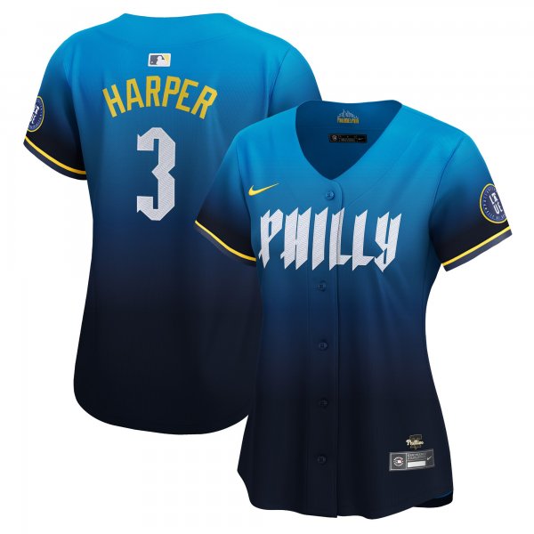 Women's Philadelphia Phillies #3 Bryce Harper Nike Blue 2024 City Connect Limited Player Jersey