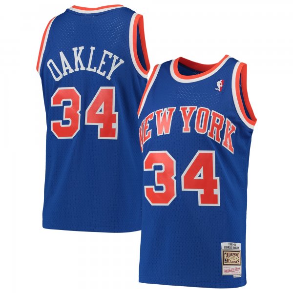 Men's New York Knicks Charles Oakley Mitchell & Ness Blue Hardwood Classics Swingman Jersey