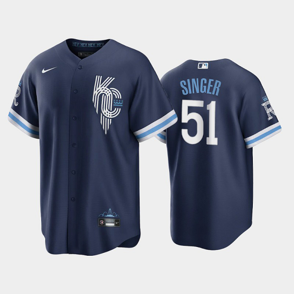 #51 Brady Singer Kansas City Royals Men's MLB Jersey 2022 City Connect - Navy