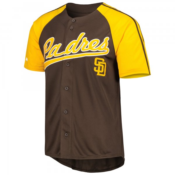 Men's San Diego Padres Stitches Brown Button-Down Raglan Fashion Jersey