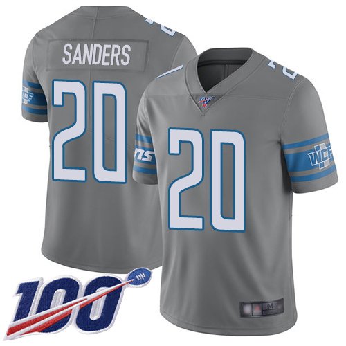 Detroit Lions #20 Barry Sanders Gray Youth Stitched NFL Limited Rush 100th Season Jersey