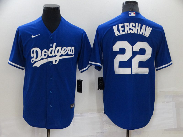 Men's Los Angeles Dodgers #22 Clayton Kershaw Blue Cool Base Stitched MLB Jersey