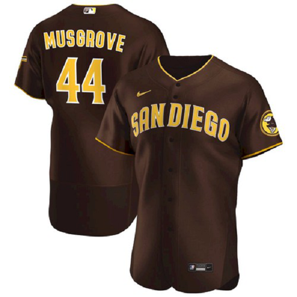 Men's San Diego Padres #44 Joe Musgrove Brown Road Jersey