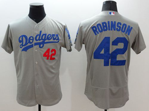 Los Angeles Dodgers #42 Jackie Robinson Grey Flexbase Collection Stitched MLB Jersey