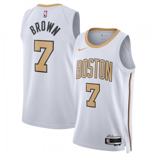 Men's Unisex Boston Celtics #7 Jaylen Brown Nike White 2025/26 Swingman City Edition Jersey