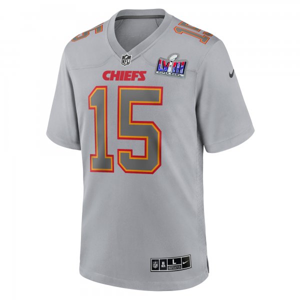 Men's Kansas City Chiefs Patrick Mahomes Nike Gray Super Bowl LVIII Atmosphere Fashion Game Jersey