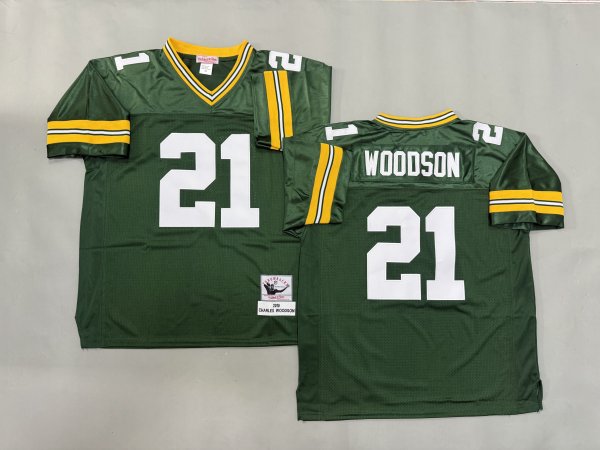 Men's Green Bay Packers #21 Charles Woodson Green Mitchell & Ness Jersey