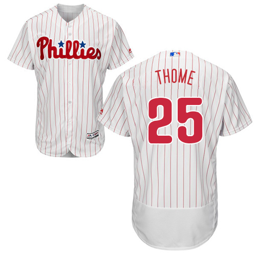 Philadelphia Phillies #25 Jim Thome White(Red Strip) Flexbase Collection Stitched MLB Jersey