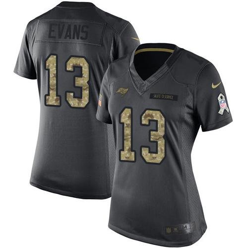 Nike Tampa Bay Buccaneers #13 Mike Evans Black Women's Stitched NFL Limited 2016 Salute to Service Jersey