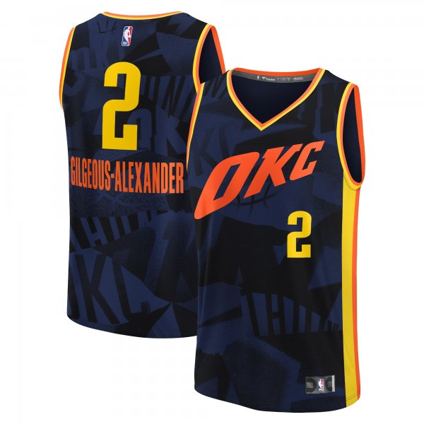 Men's Unisex Oklahoma City Thunder #2 Shai Gilgeous-Alexander Navy 2023/34 Fast Break City Edition Jersey