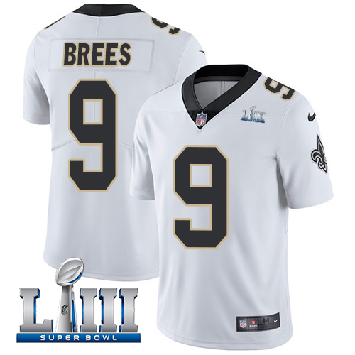 Nike New Orleans Saints #9 Drew Brees White Men's Stitched NFL Vapor Untouchable Limited Super Bowl LIII Jersey