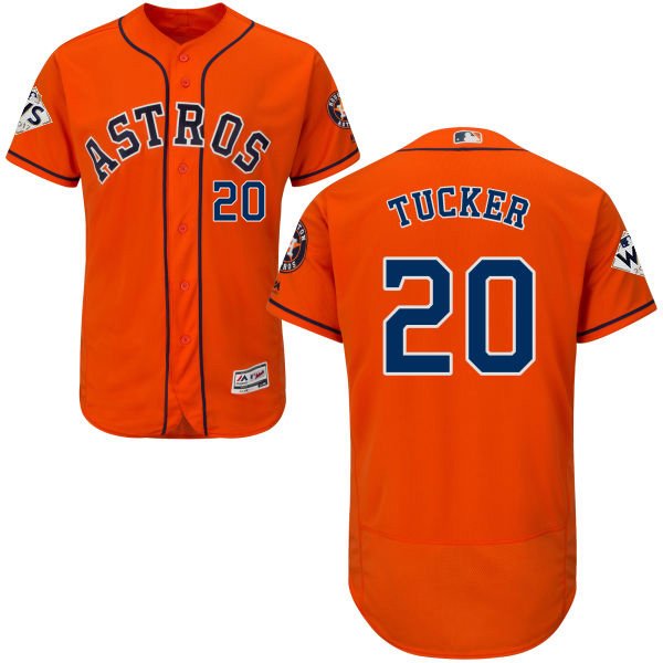 Houston Astros #20 Preston Tucker Orange Flexbase Collection 2017 World Series Bound Stitched MLB Jersey