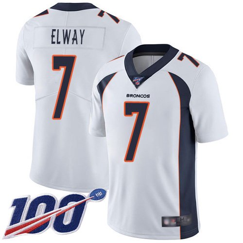 Denver Broncos #7 John Elway White Youth Stitched NFL 100th Season Vapor Limited Jersey