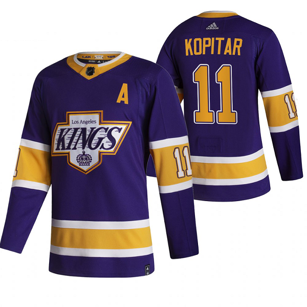 Los Angeles Kings #11 Anze Kopitar Black Men's Adidas 2020-21 Reverse Retro Alternate NHL Jersey