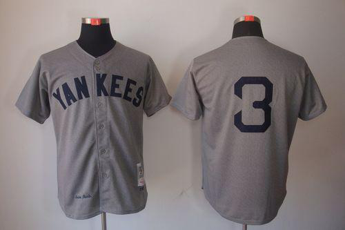 Mitchell And Ness 1929 New York Yankees #3 Babe Ruth Grey Throwback Stitched MLB Jersey