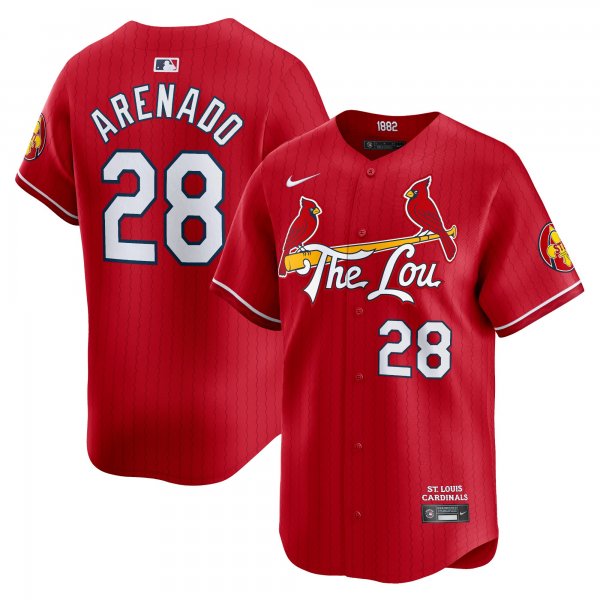 Men's Nike St. Louis Cardinals #28 Nolan Arenado Red 2024 City Connect Limited Player Jersey