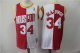 Men's Nike Hoston Houston Rockets #34 Hakeem Olajuwon RedWhite Split Stitched Throwback NBA Jersey