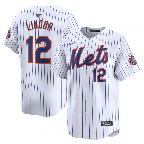 Men's New York Mets #12 Francisco Lindor Nike White Home Limited Player Jersey