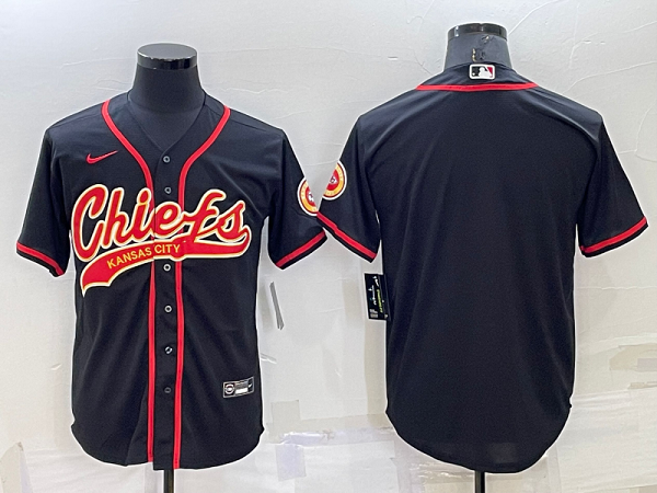 Men's Kansas City Chiefs Blank Black Stitched Baseball Cool Base Jersey