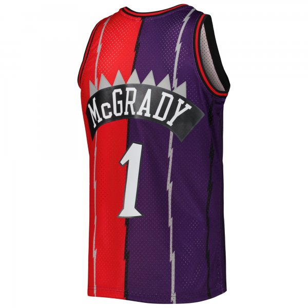 Men's Toronto Raptors Tracy McGrady Mitchell & Ness Purple/Red Hardwood Classics Mitchell & Ness Split Swingman Jersey